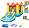 COSTWAY Château Gonflable avec Toboggan Aquatique/Aire de Saut/Piscine à Boules -Convient pour 2 Enfants de 3 à 5 Ans -Capacité de Charge Max. 68 kg -365x200x190CM (Pompe Air électrique Non Inclus)
