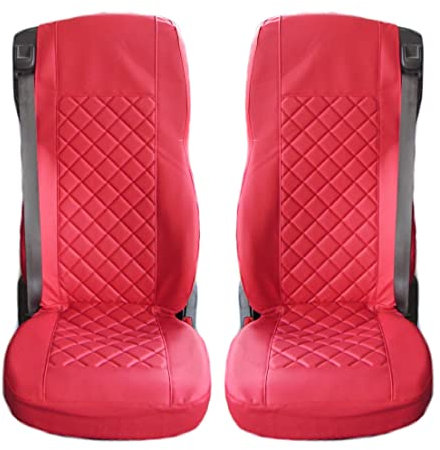 TEXMAR LKW-Sitzbezüge, passend für DAF XF, CF 106 EURO6, komplett rotes Öko-Leder
