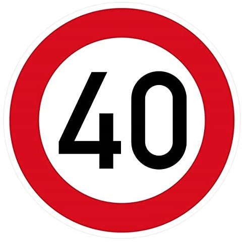 Aufkleber Verkehrszeichen VZ 274-40 Zulässige Höchstgeschwindigkeit 40km/h StVO Schild Folie selbstklebend | Ø5-30cm Made in Germany, Größe: Ø5 cm
