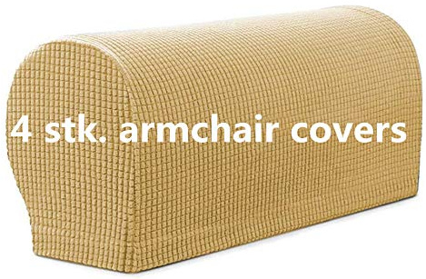 Sxspace Arm Rest Covers Sofa Set of 4 Stretch Armchair Couch Non-Slip Furniture Protector Slipcovers for Chair Sofa Couches Recliner (Dark Beige)