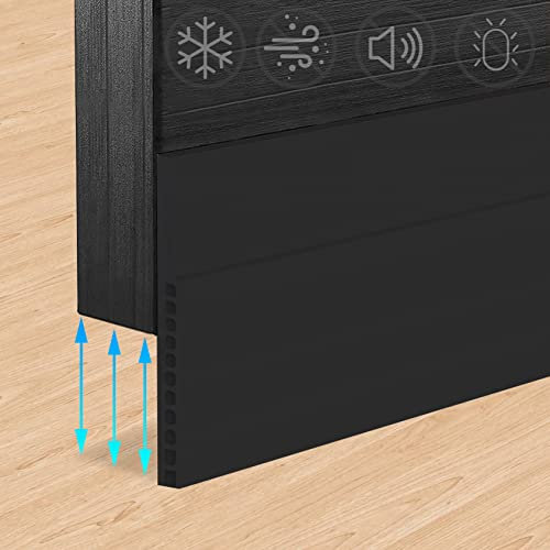 Boudin de porte pour un grand écart - 7,6 cm de large x 99,1 cm de long - Bande d'étanchéité adhésive en caoutchouc insonorisante pour porte - Noir