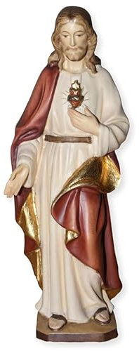 Heiligenfigur Barmherziger Jesus Herz Sacred Heart H 15 cm Statue aus Ahornholz Holzfigur