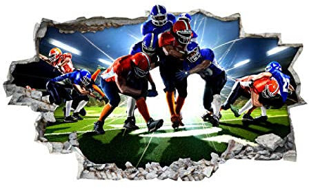 3D Wandtattoo Wandsticker Wandaufkleber - American Football Sport - Schlafzimmer Wohnzimmer 50x75cm