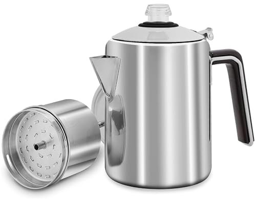 Hillbond Kaffeekanne für 9 Tassen, Edelstahl, Outdoor, Camping, 2,1 l