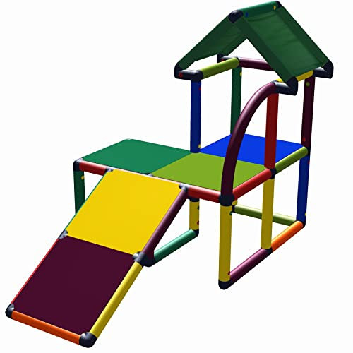move and stic MOMO - Casetta giocattolo multicolore con scivolo per bambini o sala giochi, adatta come in giardino