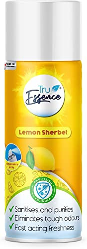 TruEssence Air Burst Air Freshener Spray Odour Eliminator for Home, Cars, Clothes, Shoes. 400ml. (Lemon) Made in the UK
