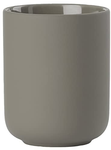Zone Denmark Ume Zahnputzbecher, Zahnbürstenhalter, Zahnbürstenbecher, aus Steinzeug/Keramik, Schönes & Praktisches Badezimmer Zubehör, Durchm. 8,3 cm, Höhe 10,3 cm, Taupe