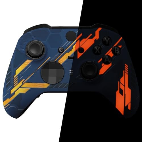 eXtremeRate Custodia Cover Frontale per Xbox Elite Series 2 Controller Model 1797,Scocca Case Ricambio per Xbox Elite Series 2 Wireless Controller Core&2 Anelli-Mecha Illumina nel Buio