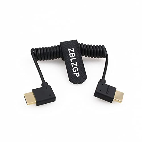ZBLZGP HDMI to HDMI Coiled Cable High Speed Ethernet for Portkeys BM5 Monitor, Laptop, Computer, Camera, Monitor (Coiled Cable, Right HDMI-Left HDMI)