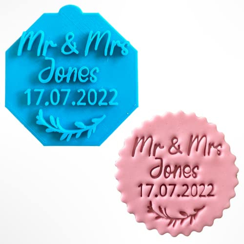Custom Personalised Wedding Names Fondant Stamp Debosser Cupcake Icing Cookie Decoration Cake (8cm)