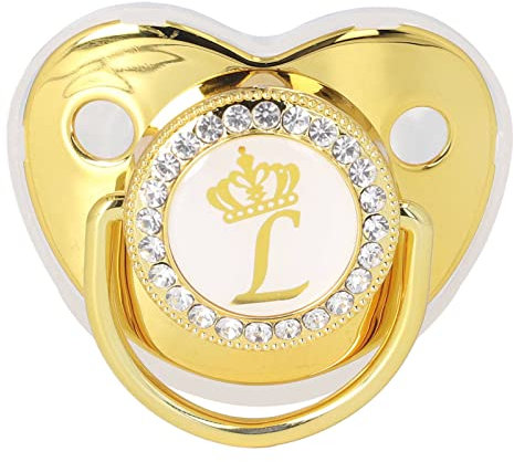 Tragbarer Silikon Schnuller mit modernem goldenem Buchstaben-Design, sicher und exquisit - Buchstabe L, ideal für Kleinkinder(Buchstabe L)