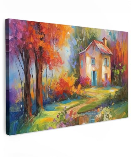 MuchoWow© Leinwandbild Groß 120x80 cm XXL Dekoration Wohnzimmer Bilder Aufhängen Wall Decoration Living Room Wohnungs Deko Moderne Kunstdruck - Landschaft - Bunt - Öl - Kunst