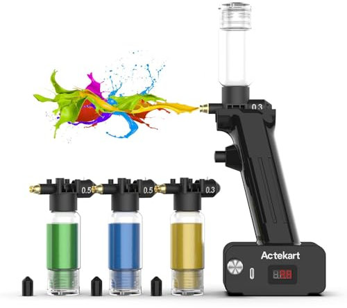 Actekart No-Clean Airbrush Kit (Revolutionary Upgraded) 30PSI Cordless No Clean Airbrush with 4pcs Spray Modules (2 x 0.3mm & 2 x 0.5mm)-Rechargeable Portable Airbrush