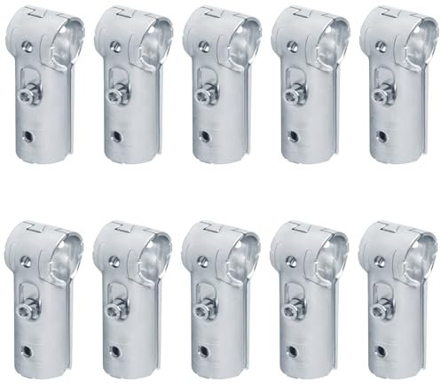 eoere 10 Sets 1-1/4 x 1-1/4 O.D. Round tube Frame, T Pipe Clamp Connector Chain Link Fence Carbon Steel Tee Clamps