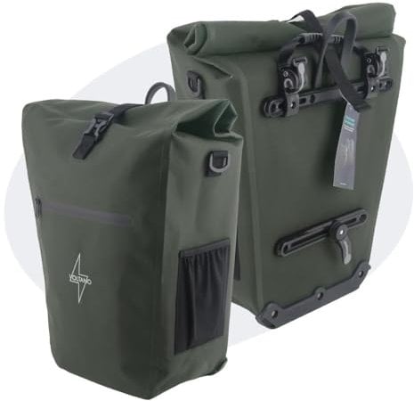Voltano - Fahrradtasche - Hochwertige Gepäckträgertasche - Olivgrün Fahrradtasche - 100% wasserdicht - 28 Liter