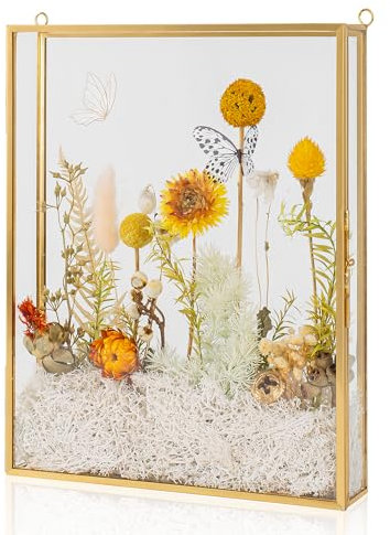 Schattenbox-Rahmen 8x10, Tiefe Glas-Schattenbox-Vitrine, 3D-Schattenboxen, Bilderrahmen für selbstgemachte, getrocknete Hochzeitsblumen, Erinnerungen, Tickets und Fotos