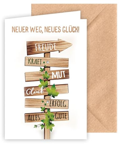 KE - Abschiedkarte für Kollege Familie oder Freund, mit Umschlag, DIN B6, Karte/Geschenk zum Abschied, Auf Wiedersehen Karte, Motiv: Wegweiser