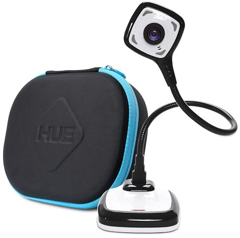 HUE HD Pro : Visualiseur de Documents et Caméra USB Flexible de Visioconférence (Noir) avec Etui de Transport (Noir)
