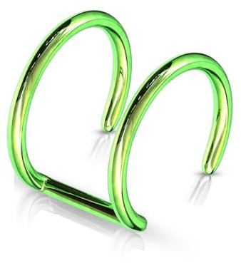 Treuheld® Ear Cuff mit 2 Ringen | Ohrklemme | Farbe: grün