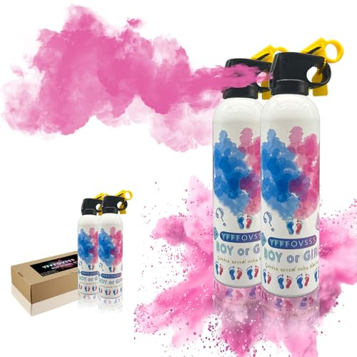 Lanzador de color de revelación de género, 2 piezas de decoraciones de revelación de género para bebé, humo rosa para fiesta de revelación de género (rosa, grande)