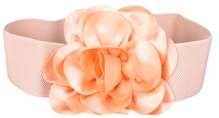F Fityle Ceinture large pour femmes, extensible, grosse taille, ceintures de robe, grandes fleurs, ceintures élastiques pour femmes, rose