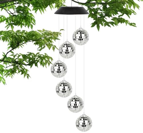 Disco Disco Ball Lamp - Solar Powered Wind Chime Light, Solar Wind Chime Lamp | Waterproof Solar Powered Wind Chimes Hanging Light, Disco Ball, Wind Chimes