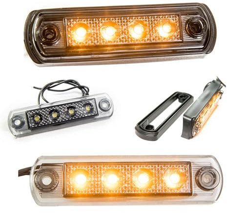 Web Truck Begrenzungslicht SLIM, Markierungsleuchte SLIM, DARK Graphite, Sparset Umrissleuchte orange 12/24V Begrenzungsleuchte Positionsleuchte dünn 2 Stücke Auto Bus LKW PKW ATV Wohnwagen Anhänger
