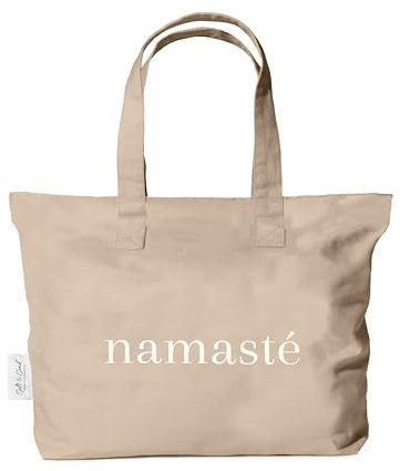 Salt & Sand Strandtasche - Canvas Tasche Damen mit Reißverschluss und Innentasche - Umhängetasche Damen - Premium Qualität made in Europe - Handtasche (beige namasté, XL)