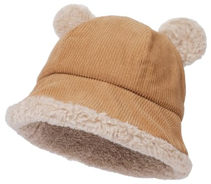 TAGVO Damen Plüsch Fischerhut Winter Anglerhut Warme Flauschige Bucket Hat Reversibel Wintermütze