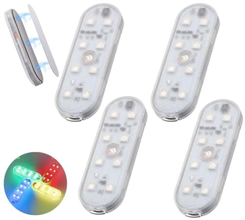 Sunshine smile Auto LED Innenbeleuchtung,4 Stück RGB Auto Innenraumbeleuchtung,Mehrfarbige LED Atmosphäre Licht,LED Touch Licht,Mehrfarbige Ambientebeleuchtung,Wiederaufladbaren USB Auto LED Neon