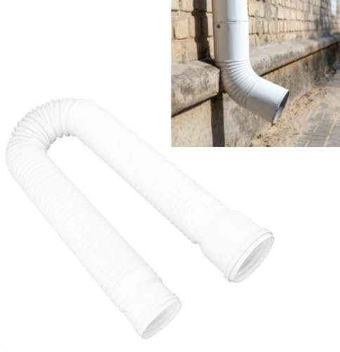 Gonetre Flexibler PE Ablaufschlauch Dachrinnen-Fallrohrverlängerung Dachrinnenset für Schuppen, 20-59 Zoll Fallrohrverlängerungsset, Abflussset für Auffangbecken (Weiß)
