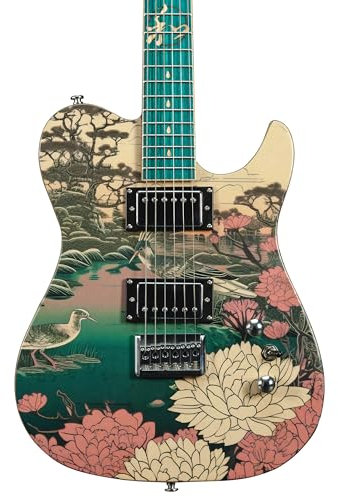 Lindo Koya E-Gitarre, Composite-Hals, leuchtende Einlagen, japanische Wildnis-Grafikkunst-Finish