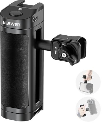 NEEWER Quick Release Side Handle with Bluetooth Remote Shutter Release, Cold Shoe, USB C Charging, Contoured Grip for Phone Cage Compatible with 16 Pro Max 15 Pro Max S24 Ultra, PA005E PRO
