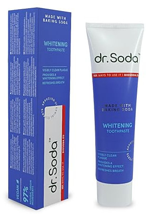 Whitening Zahnpasta mit Natron – Sanfte Entfernung von Verfärbungen & frischer Atem – Natürliche Formel mit Pfefferminzöl & Menthol – 100 ml – Dr. Soda
