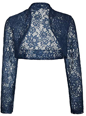 GOSTYLES® Womens Long Sleeve Floral Lace Shrug Bolero Top, Ladies Elegant Lace Cover-Up Open Front Blouse Shrug UK Sizes 4-26
