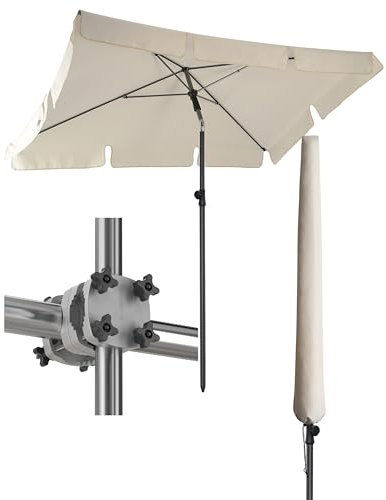 4smile Sonnenschirm Balkon SunnyShade, 200 x 125 cm, Beige - UPF 50+ Sonnenschirm rechteckig als Sonnenschutz Balkon - SunnyGuy Balkon-Schirm mit Sonnenschirmhalter + Sonnenschirmhülle