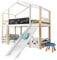 Litera Infantil Casa del Árbol con Tobogán y Escalera, 90x200 cm - Cama Alta 2 Somieres para Niños, para Niños, Adolescentes, Diseño Seguro en Blanco y Natural