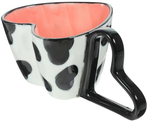 VICASKY Heart Shaped Ceramic Mug Valentine Day for Coffee and Tea Smooth Edges for Comfort Great for Home and Unique Present for Loved Ones