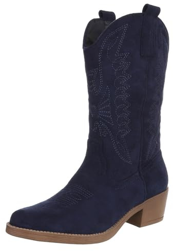 Ital Design Damenschuhe Stiefel Western- & Bikerstiefel, 301-A32S-, Textil, Dunkelblau, Gr. 39