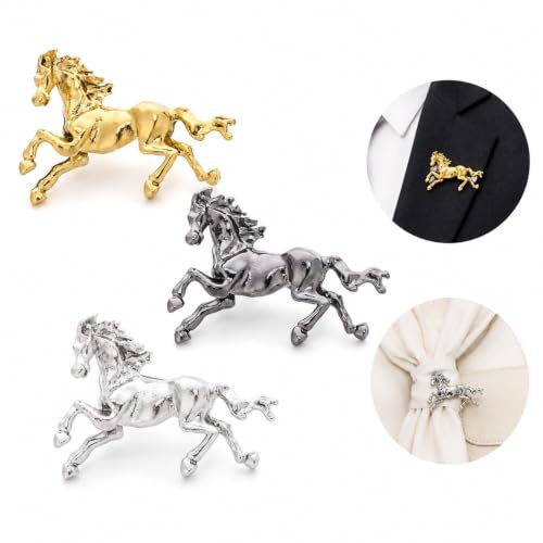 Warmhm 3 Stück Teiliges Chinesisches Pferde Broschen Vintage Emaille Anstecker mit Sicherer Befestigung Gallopierendes Pferde Motiv Geschlechtsneutraler Modeschmuck für Kleidung