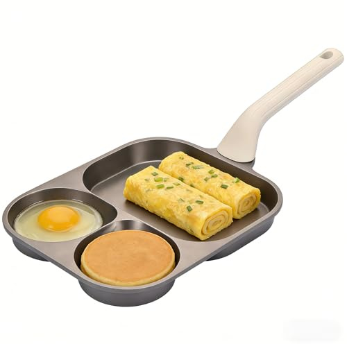 HARLIANGXY Fried Egg Pan Non Stick - 3 in 1 Breakfast Pan for Induction Gas Ceramic Electric - Frying Pan for Fried Eggs Pancakes Bacon Vegetables Steak