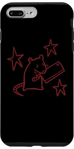 Années 90 Y2K Evil Rat en colère avec Couteau sous Starry Coque pour iPhone 7 Plus/8 Plus