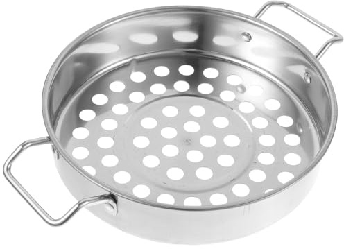 DOITOOL Colador perforador de acero inoxidable con grandes agujeros, apto para alimentos, resistente al calor, mango de doble cara, versátil para escurrir, servir camarones, verduras, frutas, adecuado