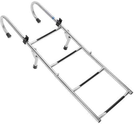 ZDETGU 4 Steps Pontoon Boat Ladder with Hand Railing Non-Slip Folding Design for Easy Access on Yachts and Pontoons