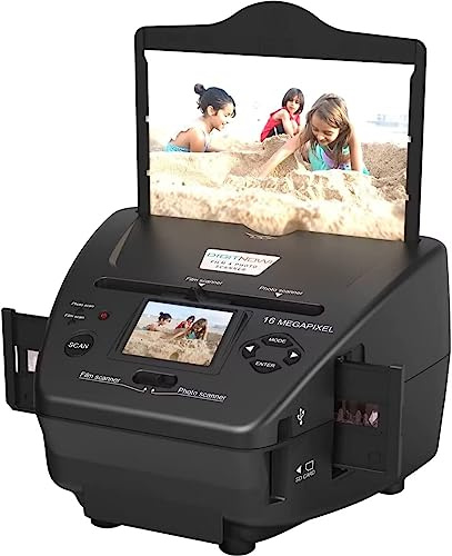 Digital Film & Photo Scanner – Converts 35mm/135 Slides, Negatives,NameCard & 3.5x5/4x6/5x7 Photos to 22MP JPEG – Slide & Negative Converter with 2.4 LCD & 4GB SD Card
