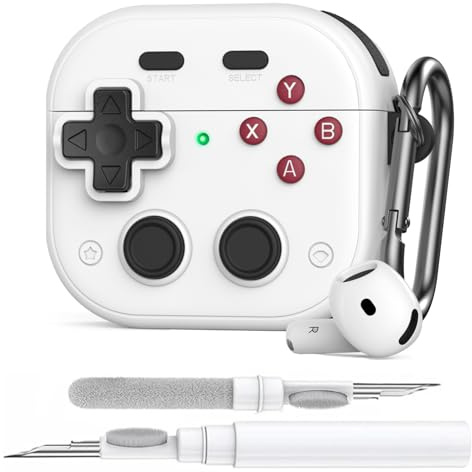 Spielkonsolen-Design Hülle für AirPods 4 mit Sicherem Verschlussclip Stoßfeste Voll-TPU AirPods 4. Generation Schutzhülle mit Reinigungskit für Apple AirPods 4 2024 Ladegerät Ladecase