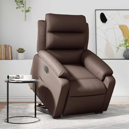 QUAHEAS Relaxsessel mit Aufstehhilfe Elektrisch, Braun Kunstleder, 75x92,5x100 cm, für Wohnzimmer, Schlafzimmer, bequemer Lesesessel, 110 kg Tragkraft