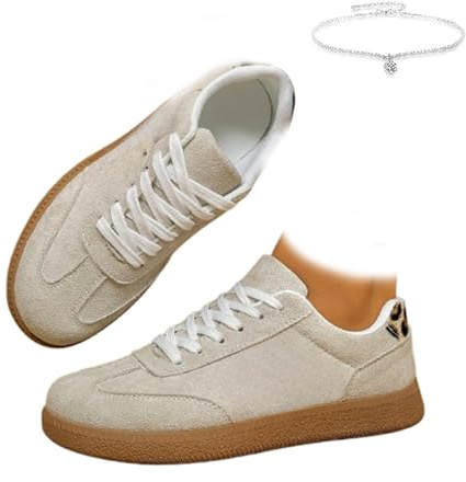 Zapatos deportivos retro de leopardo para mujer, cómodos, ligeros, con puntera redonda, planos, con cordones, diseño casual de retazos para todas las estaciones