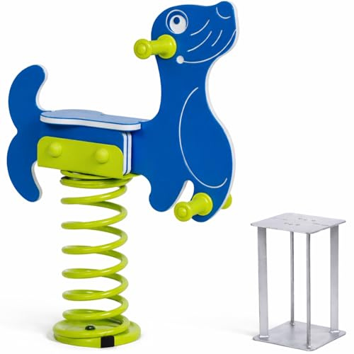 SPIELTURMKING Federwippe Seehund Schaukelwippe DIN EN 1176 geprüftes | Wipptier für öffentliche Spielplätze, Kindergarten und Kommunen aus HDPE Kunststoff Federtier inkl Bodenanker