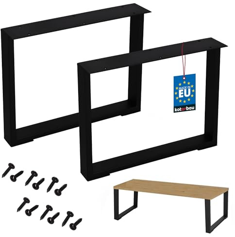 KOTARBAU® Tischbeine Metall Schwarz, Schreibtischbeine 40 x 50 cm | aus pulverbeschichtetem Stahl, Tischgestell, Tischfüße, Tischuntergestell, Füße für Tisch, 2er Set